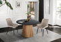 GINER Y COLOMER Lot de 2 chaises rembourrées en tissu beige avec piètement en acier noir et capitonné décoratif
